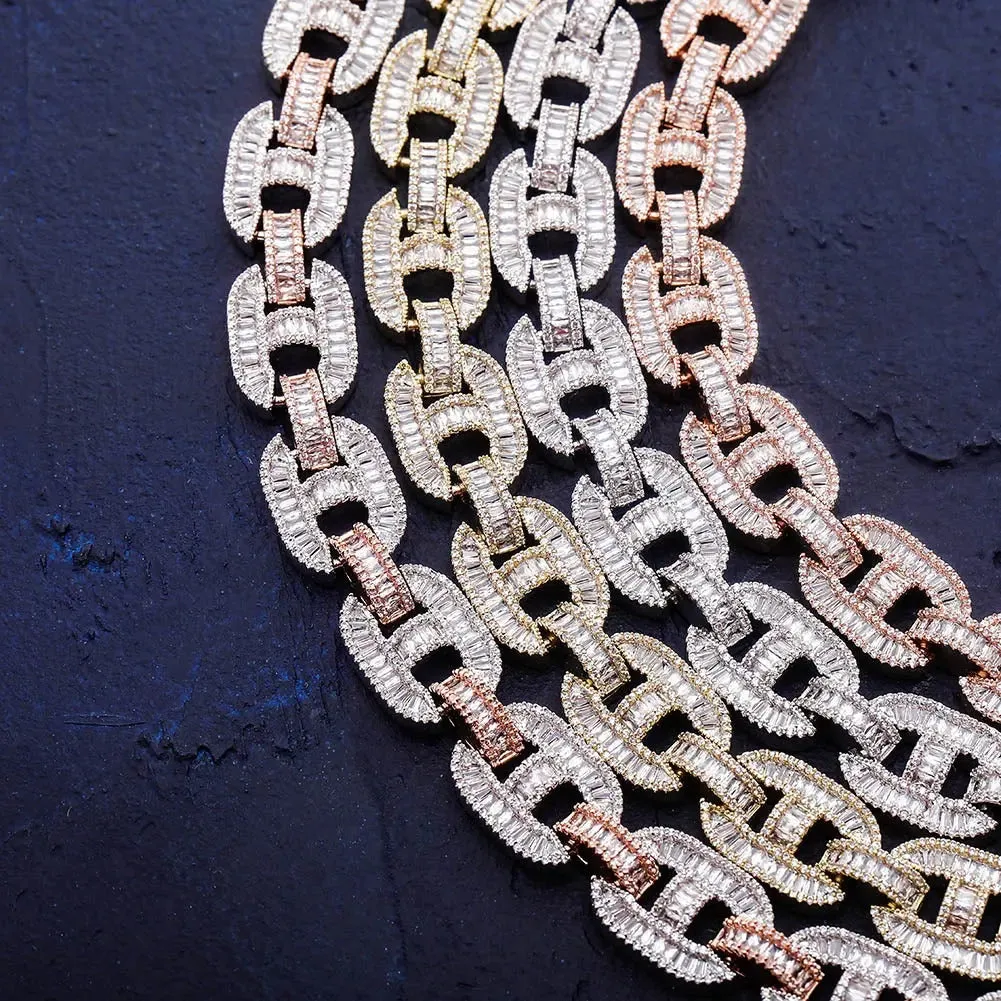 15mm Baguette Mariner Link Chain in Yellow Gold