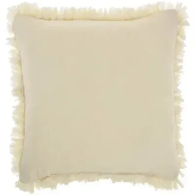 17"x17" Shag Chindi Short Cut Square Throw Pillow Ivory - Mina Victory