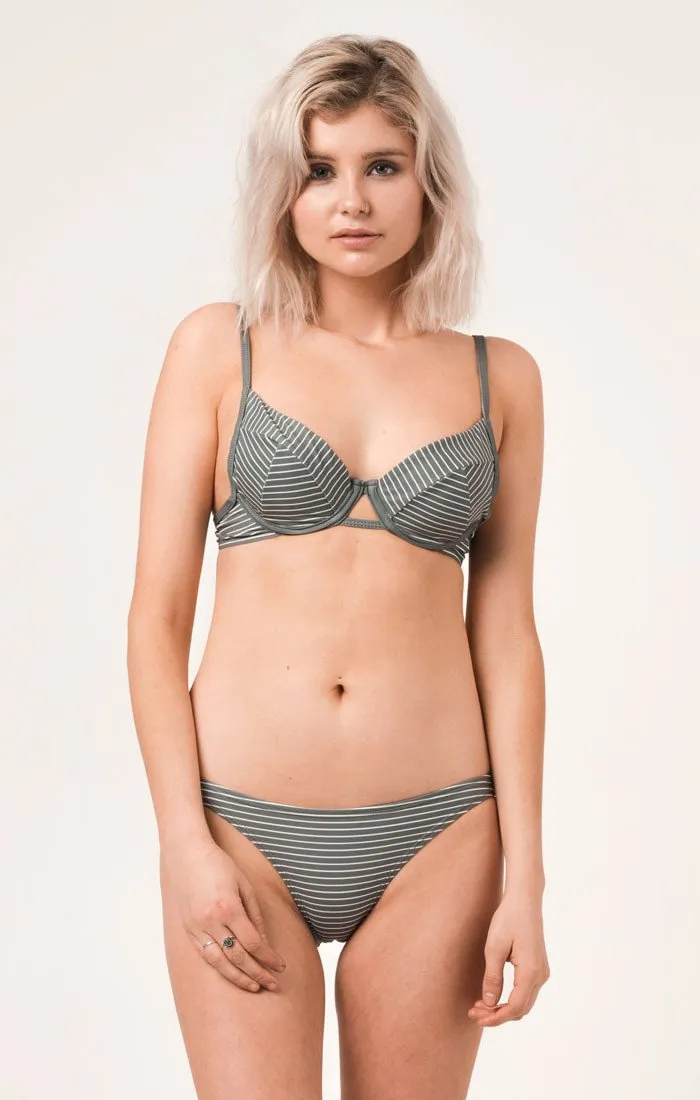 Afends Womens Grey Stripe Bandeau - Bandeau Bikini Top