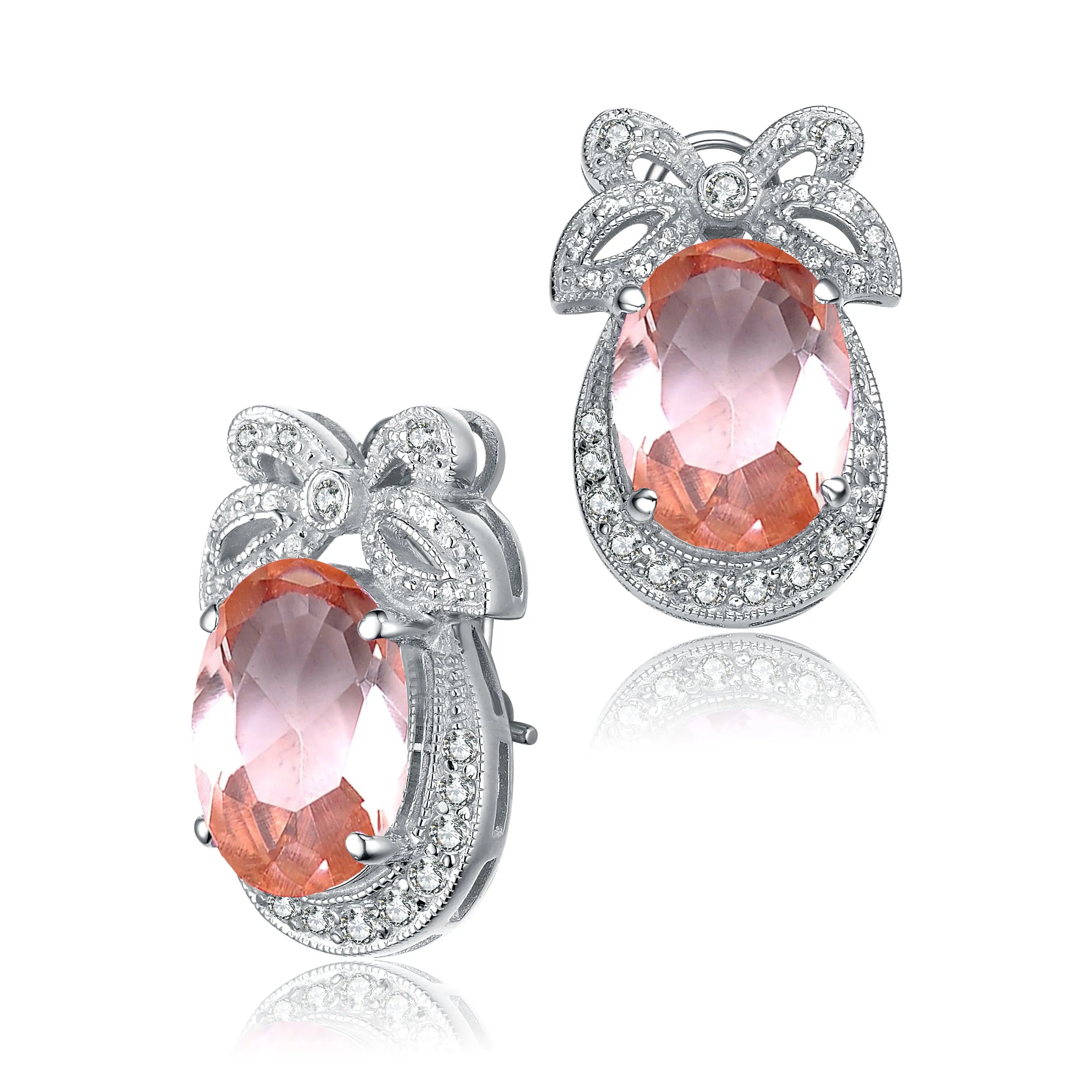 Antoinette Pink Bow Rose Earrings