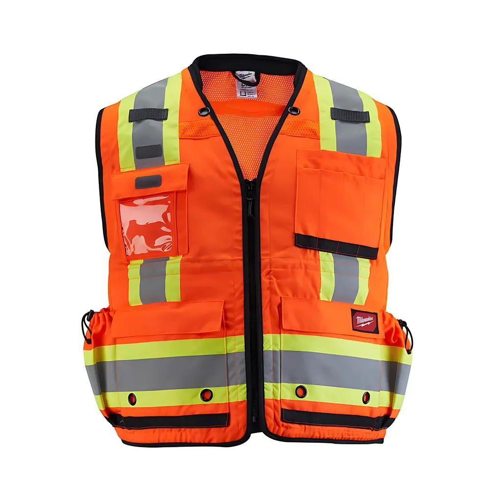 Class 2 Surveyor's High Visibility Orange Safety Vest - S/M