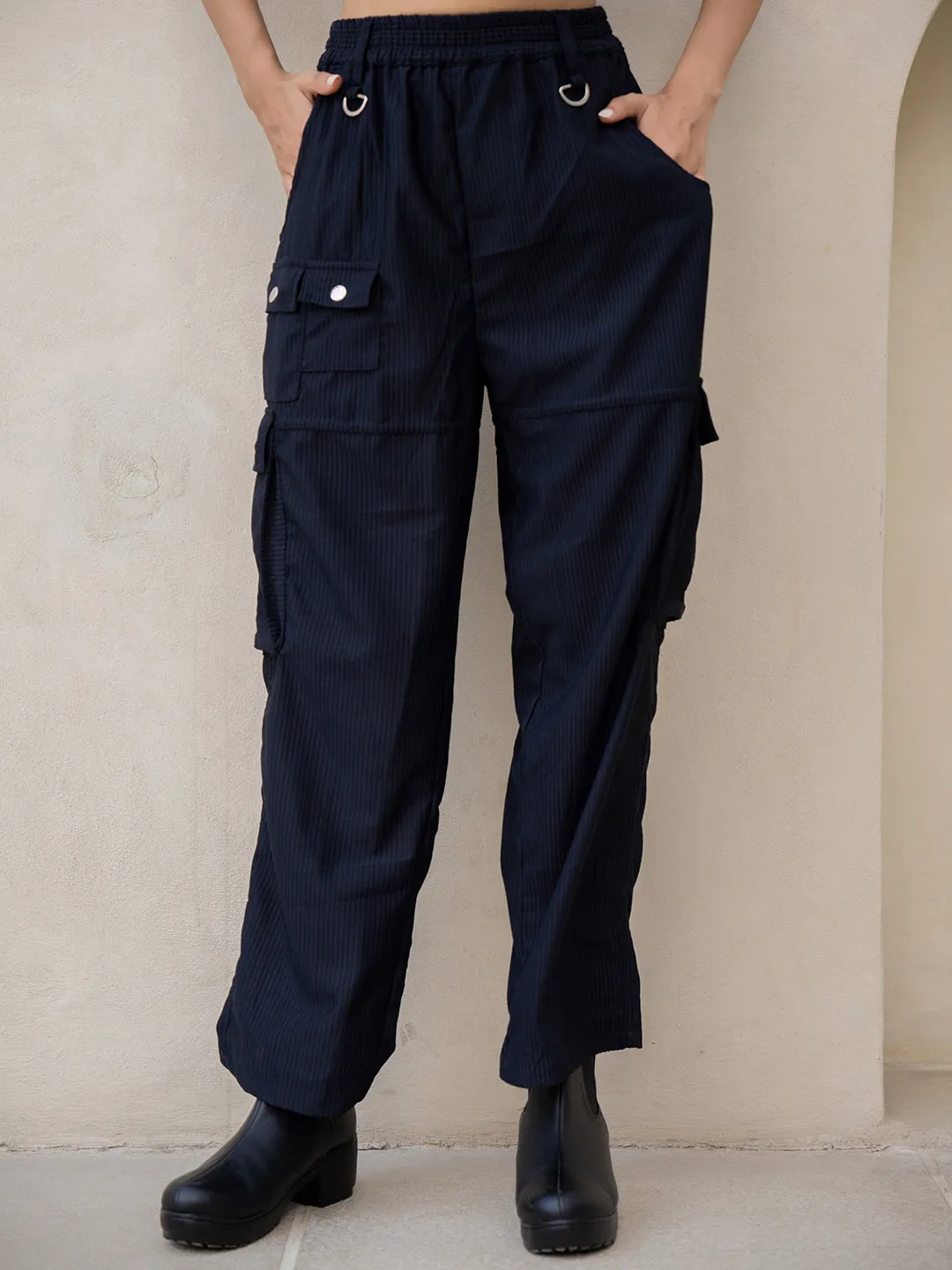 Corduroy Black Cargo Pants