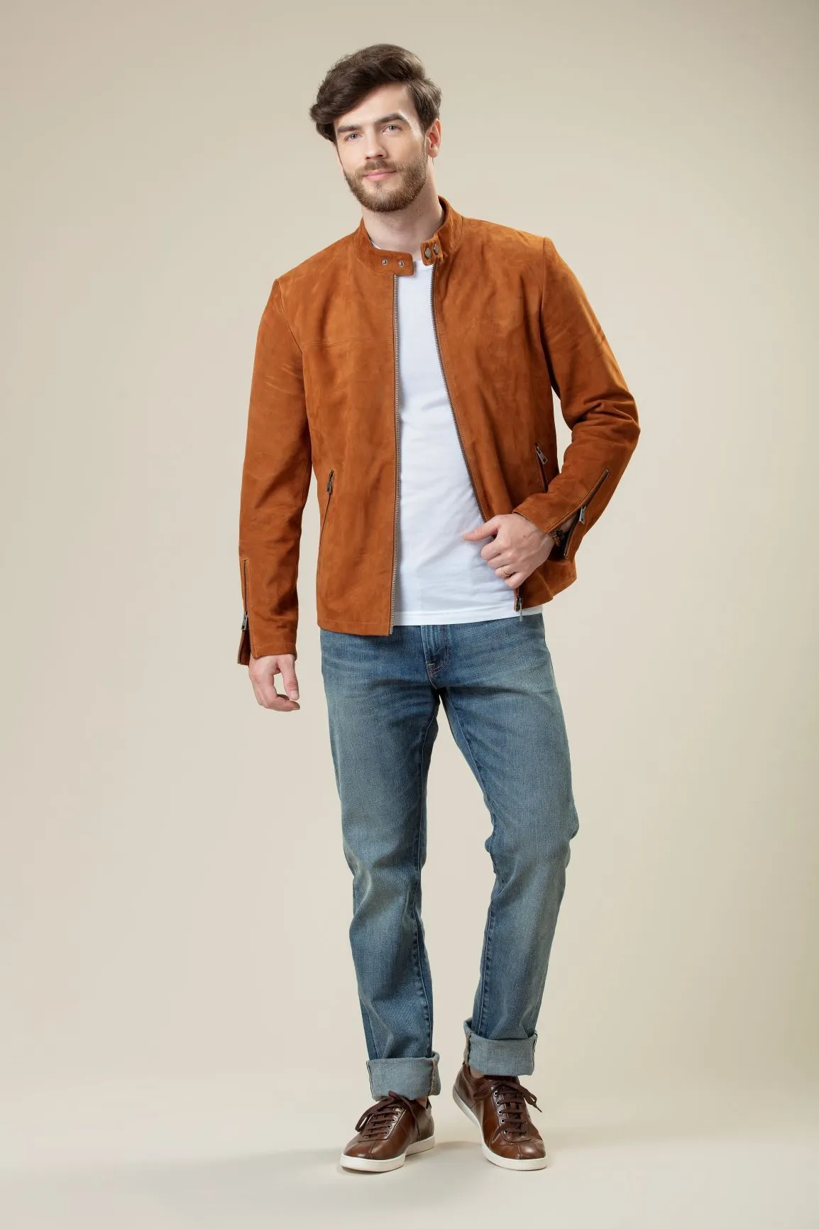 Desert Suede Bomber Leather Jacket