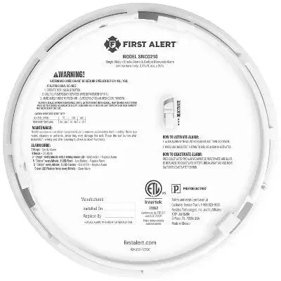 First Alert Alarm Combo DC Slim SMCO210 Clam Tray