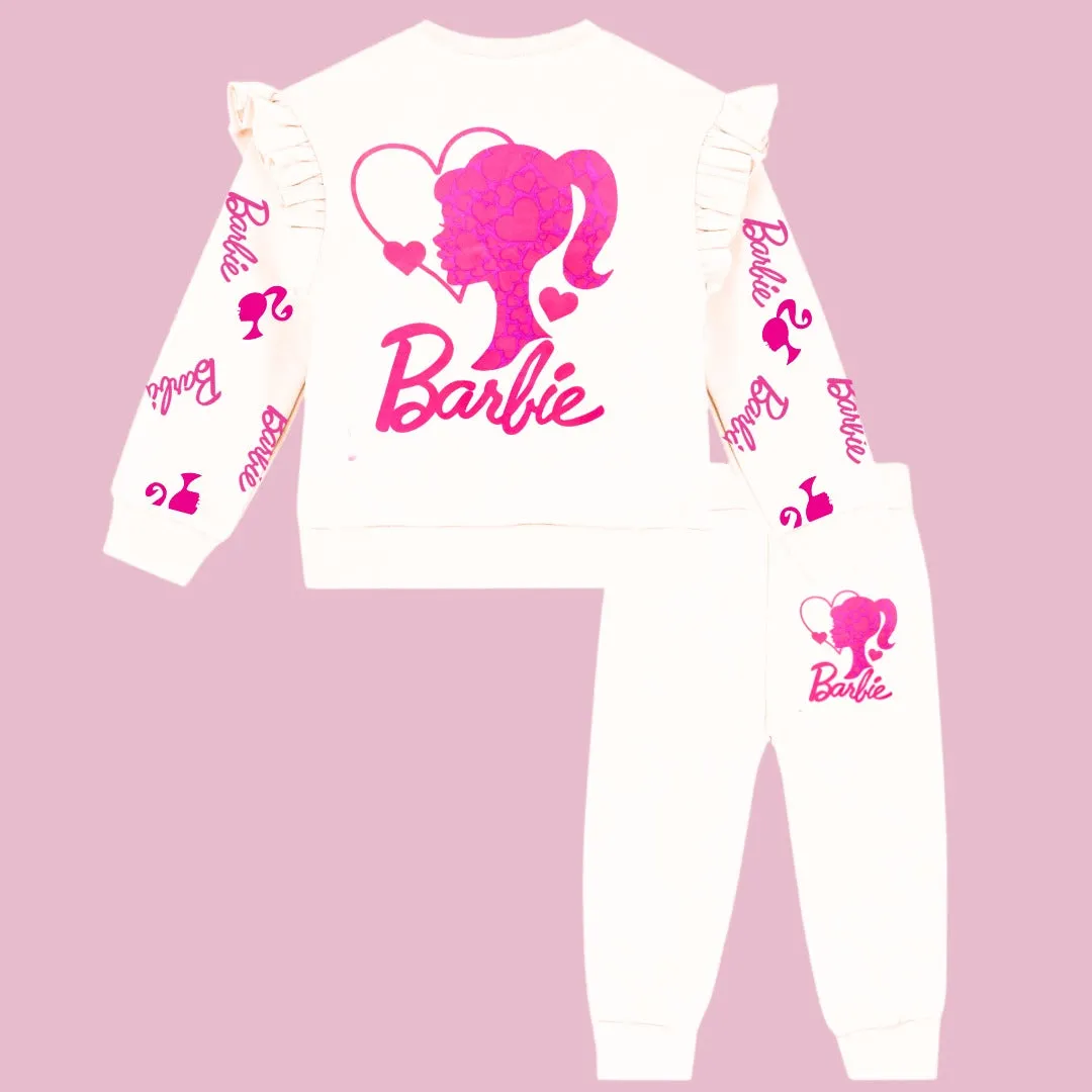 Girls white Barbie tracksuit