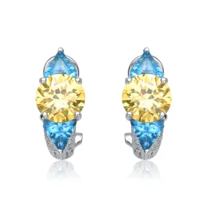 Henriette Blue and Yellow Cubic Zirconia Hoop Earrings