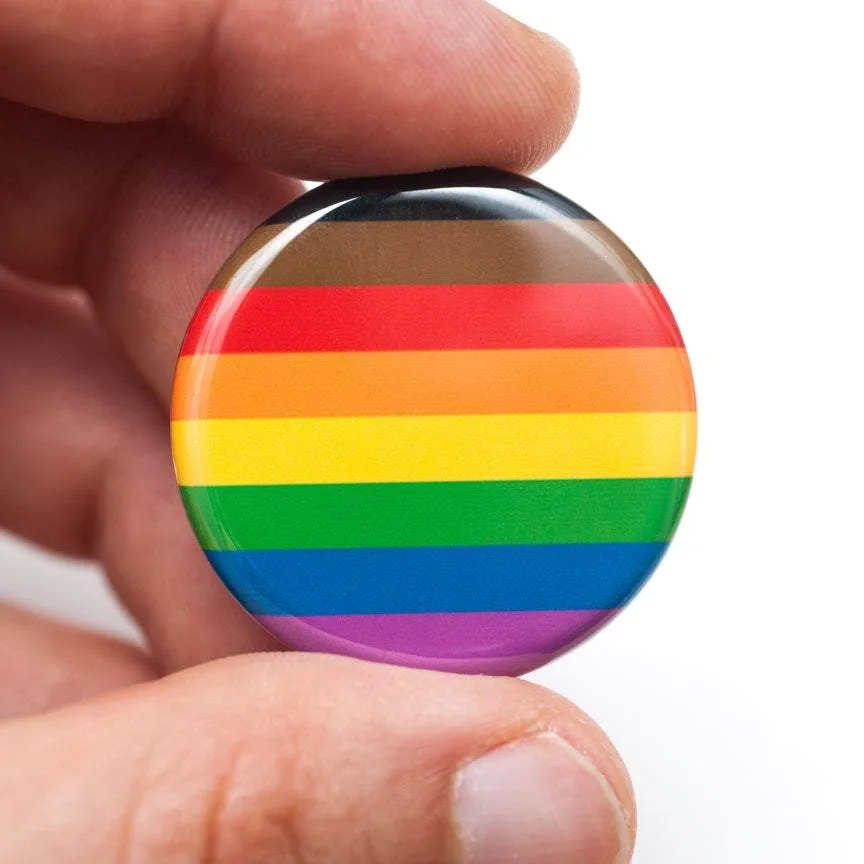 Inclusive rainbow flag pride button