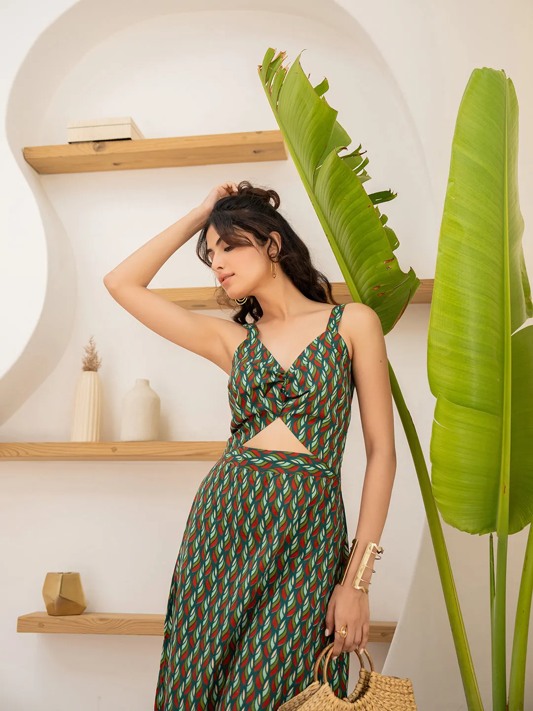 Leafy Green Bustier Dress