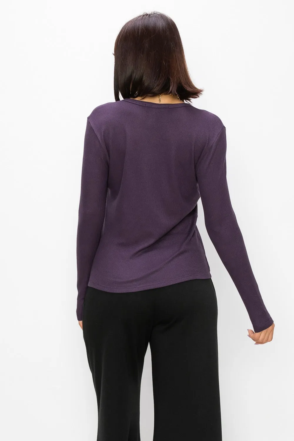 Long Sleeve Henley - Grape