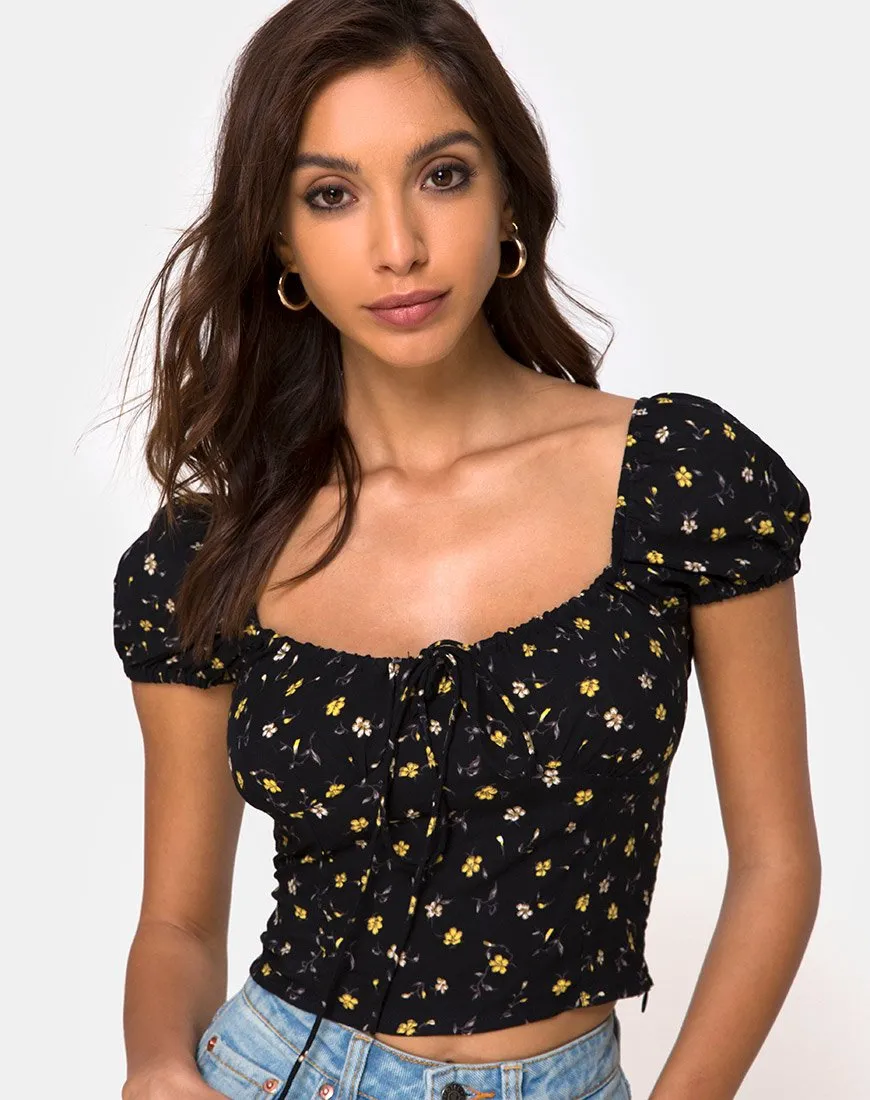 Mazu Top in Pretty Petal Black