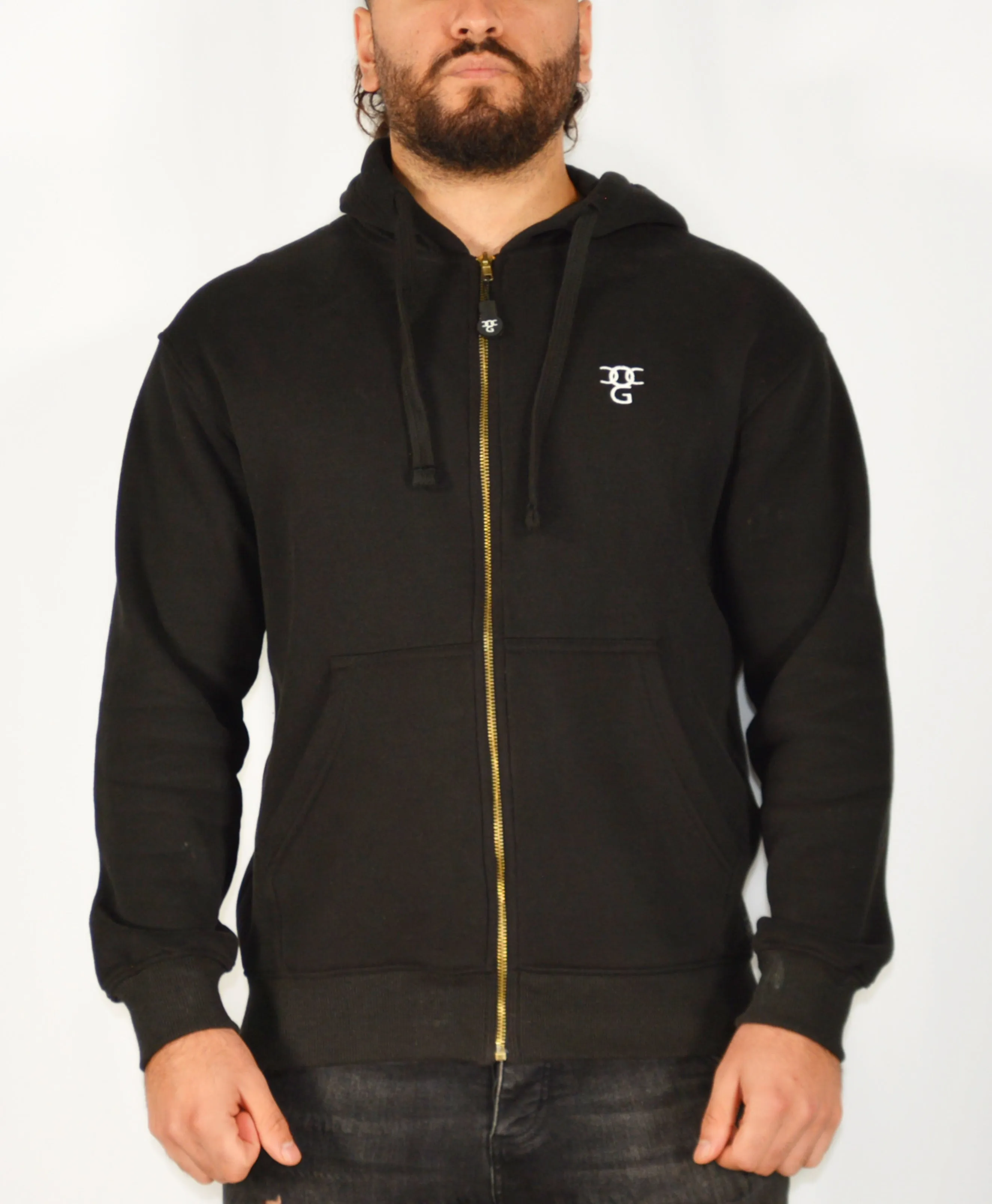 Mens O.G. Symbol Black Zipped Hooded Top