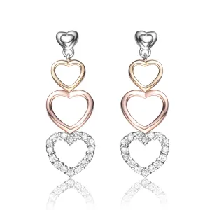 Monique Tri Color Heart Shape Drop Earrings