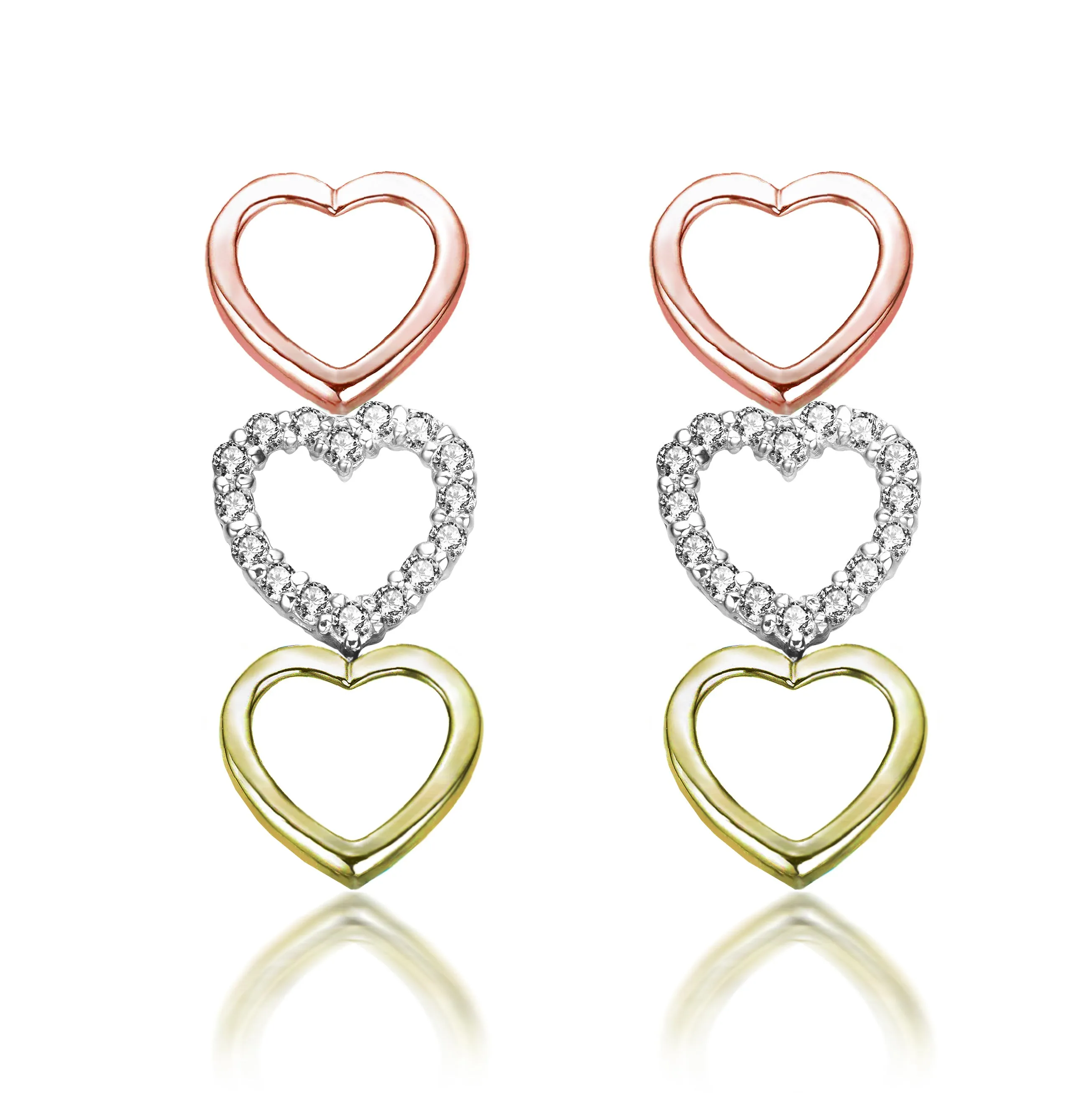 Monique Tri Color Heart Shape Drop Earrings