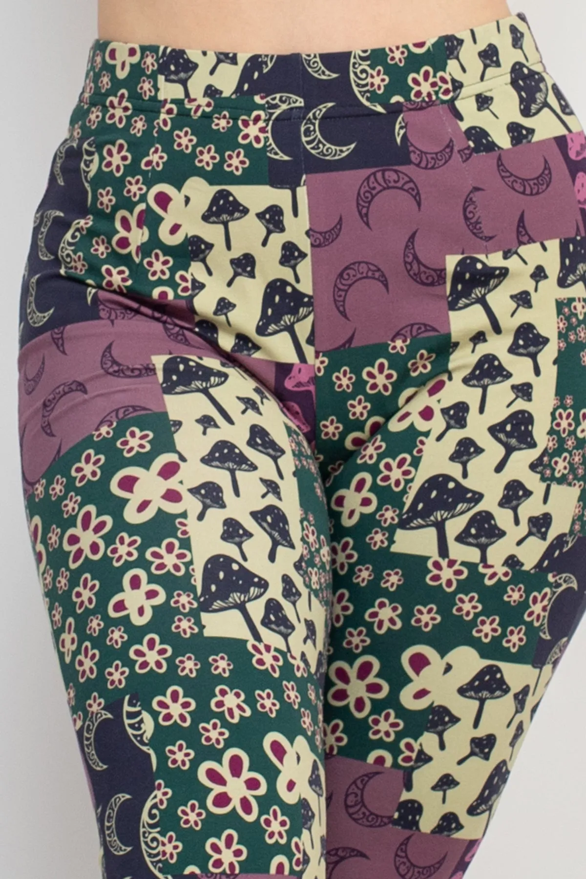 Mushroom Patchwork Bellbottom Pants