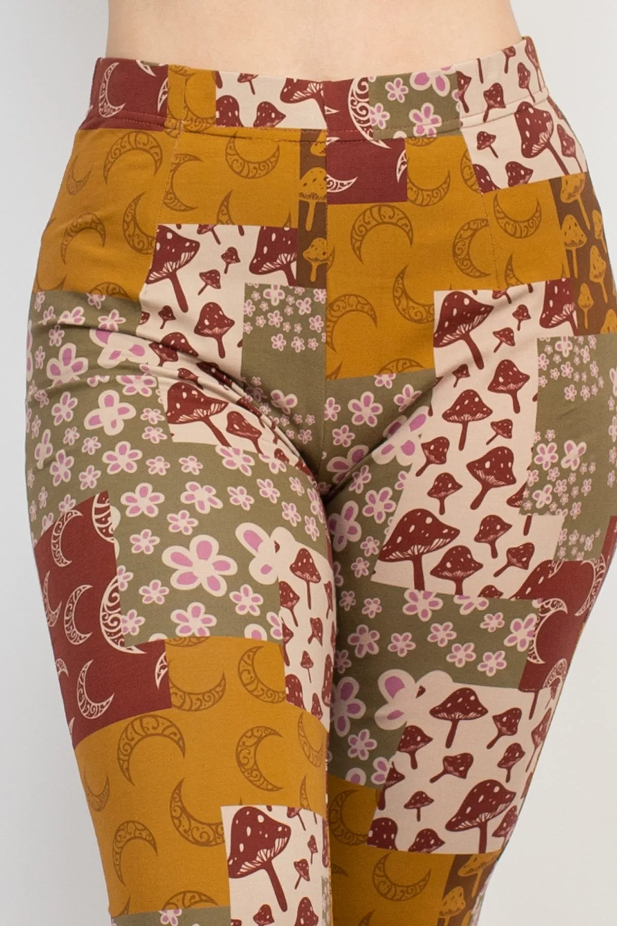 Mushroom Patchwork Bellbottom Pants