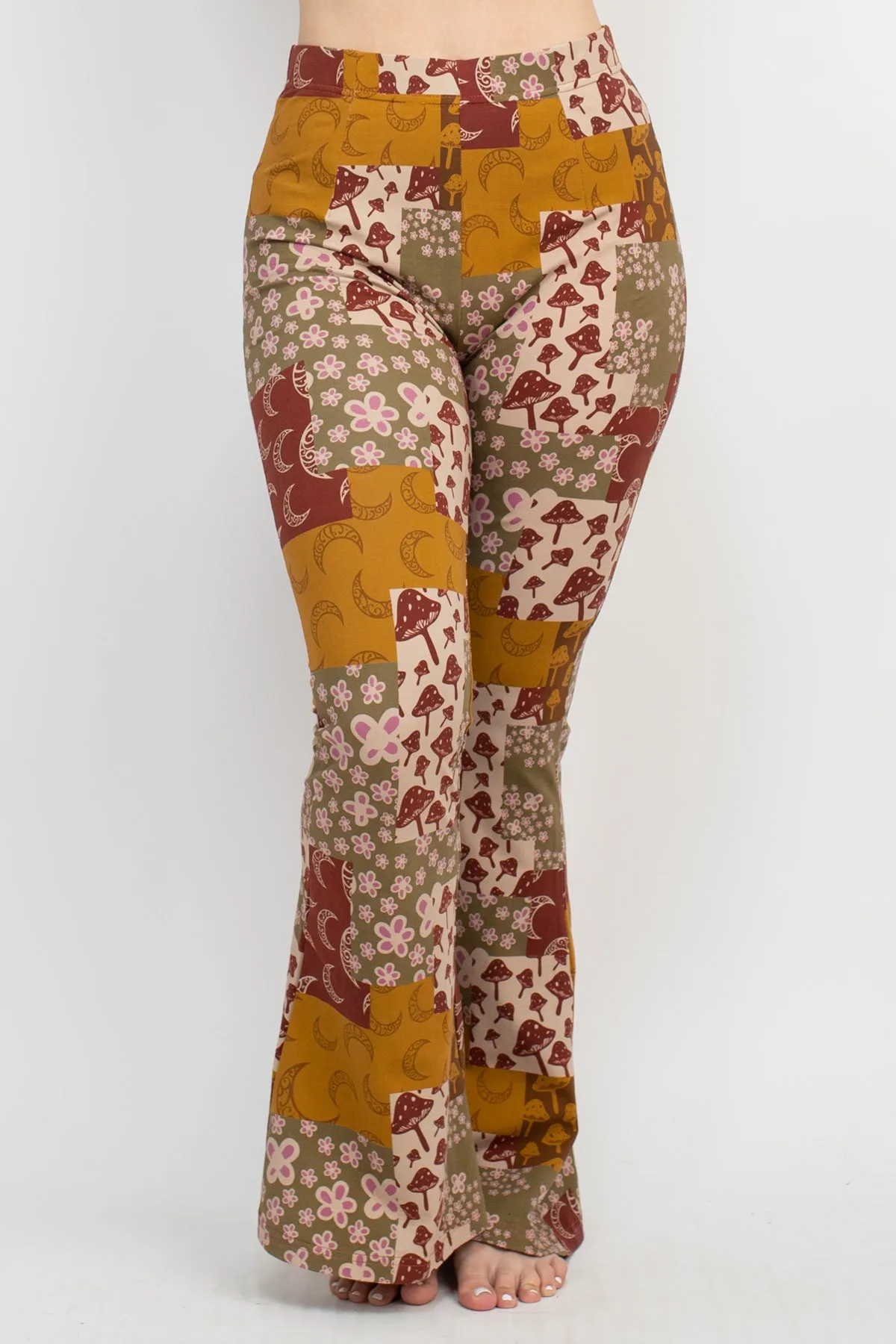 Mushroom Patchwork Bellbottom Pants