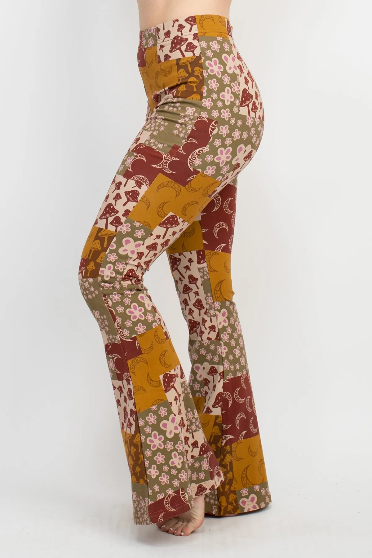 Mushroom Patchwork Bellbottom Pants