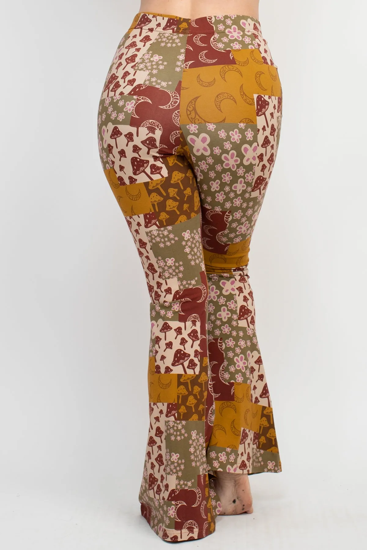 Mushroom Patchwork Bellbottom Pants