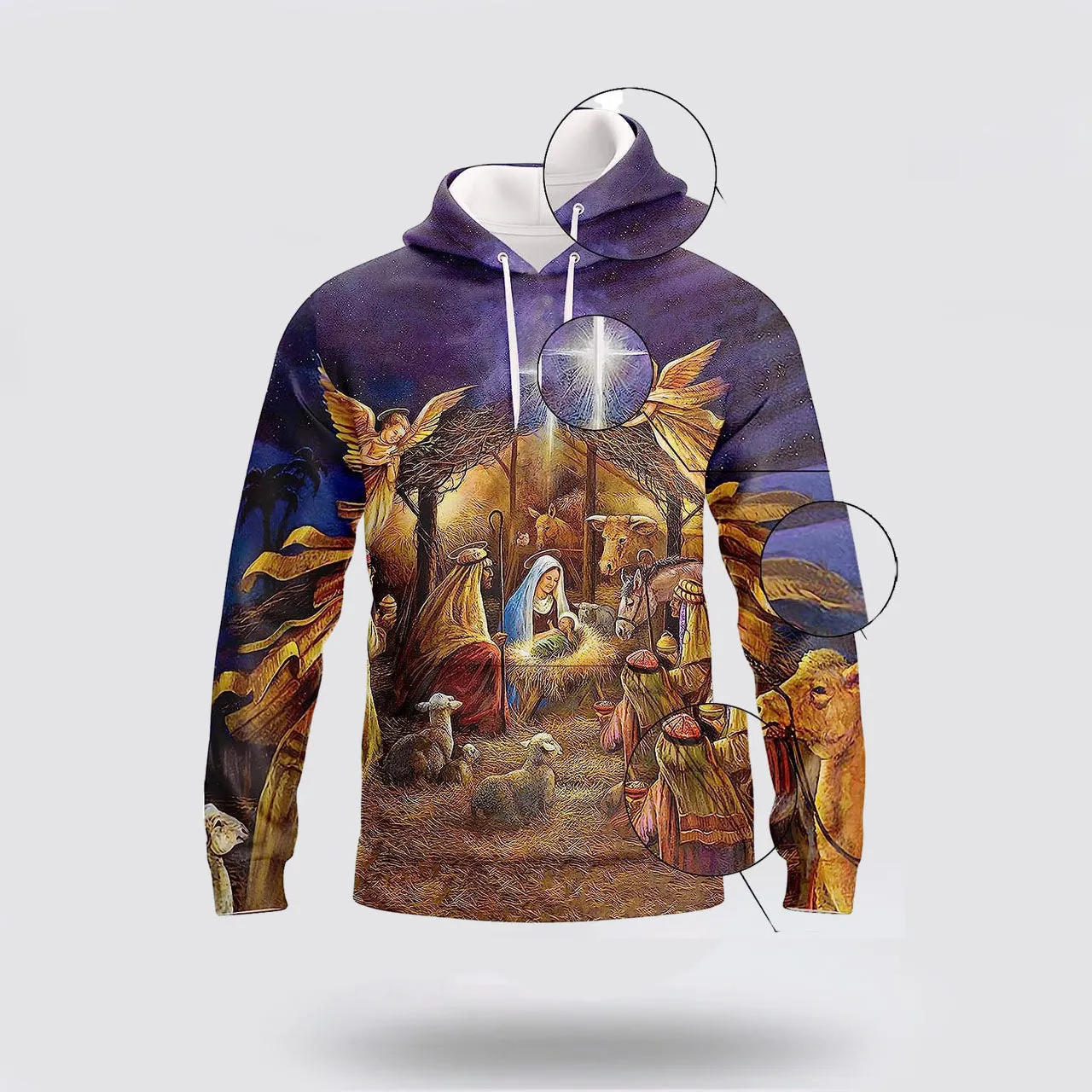 Nativity Scene 3d Hoodies For Women Men - Christian Apparel Hoodies