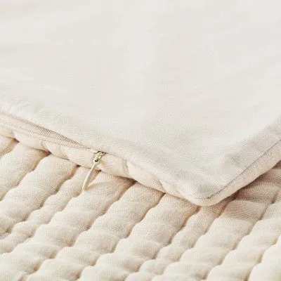 New - Casaluna Coverlet Sham Cotton-Lyocell Blend Matelasse Soft, Natural, King