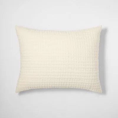 New - Casaluna Coverlet Sham Cotton-Lyocell Blend Matelasse Soft, Natural, King