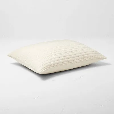 New - Casaluna Coverlet Sham Cotton-Lyocell Blend Matelasse Soft, Natural, King