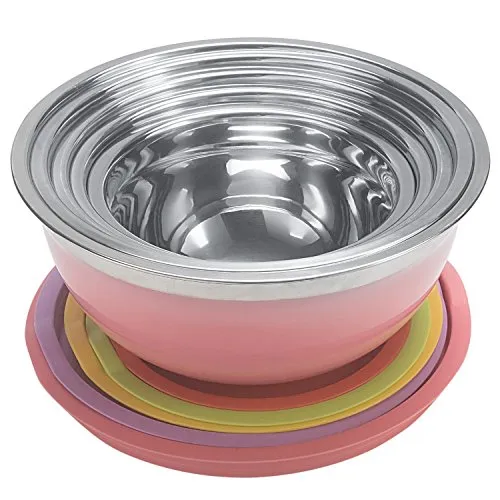 New Home Deal 21 Piece Mixing/ Salad Colored Stainless Steel Bowl Set with Matching Lids