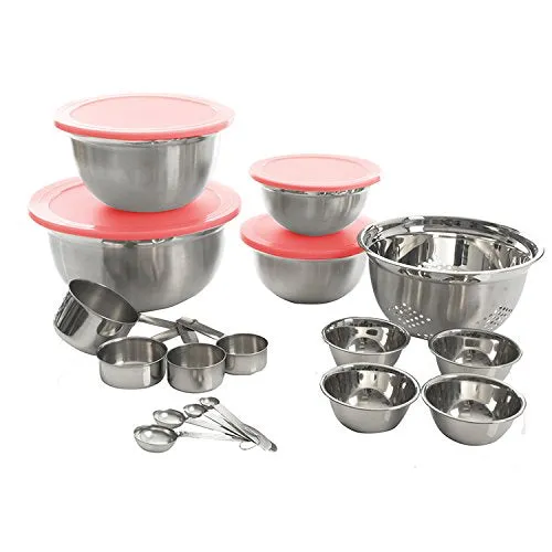 New Home Deal 21 Piece Mixing/ Salad Colored Stainless Steel Bowl Set with Matching Lids