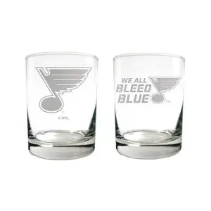 NHL St. Louis Blues Laser Etched Rocks Glass Set - 2pc