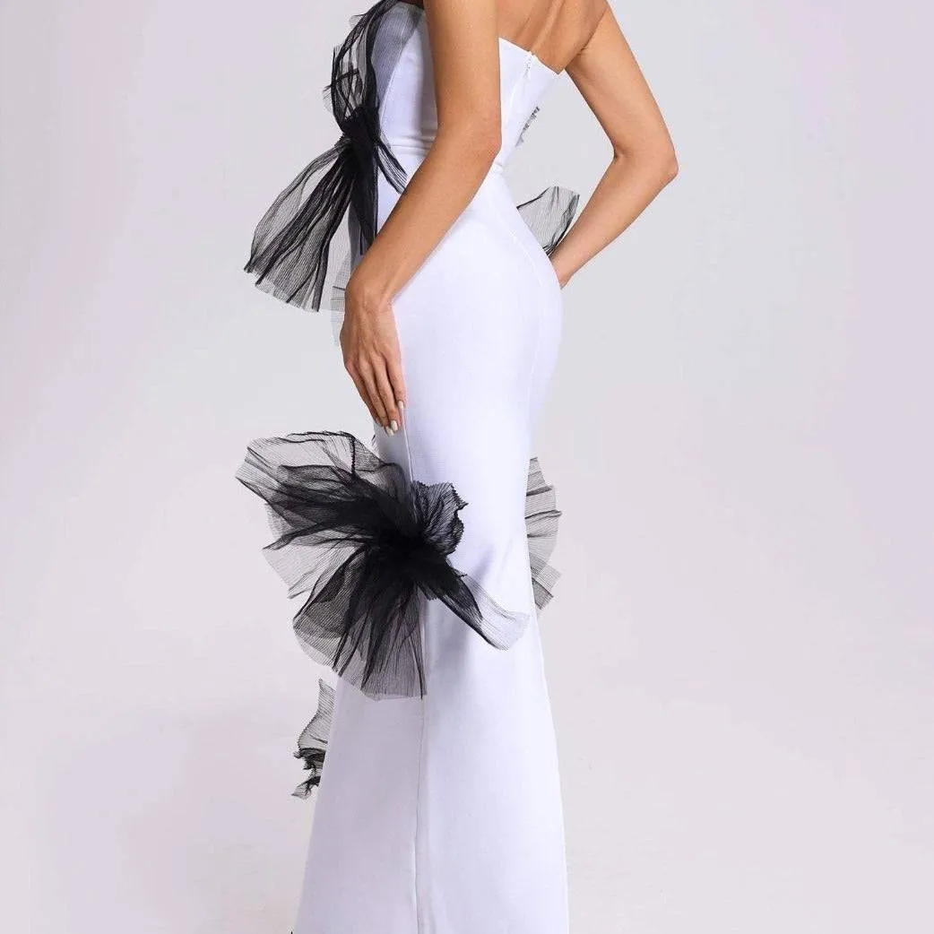 Norah Strapless Tulle Bow Maxi Dress