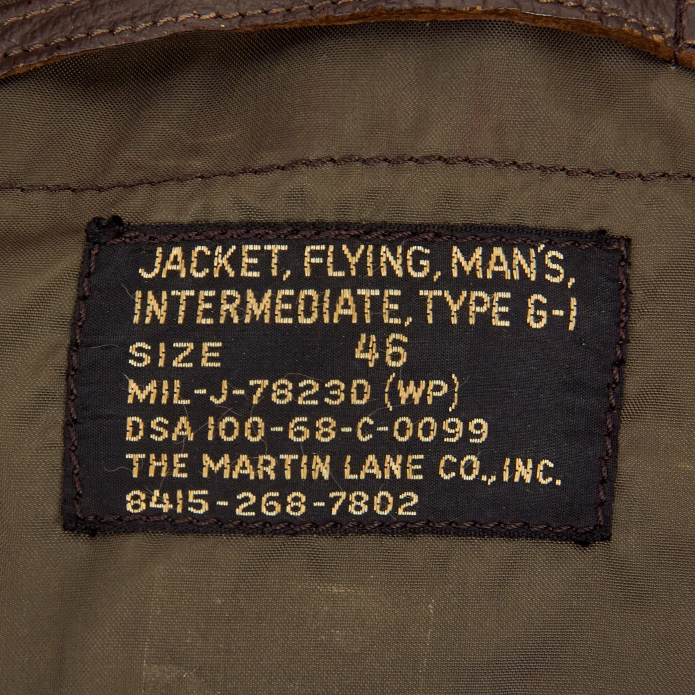 Original U.S. Vietnam War United States Navy G-1 Intermediate Flight Jacket Dated 1968 - Size 46