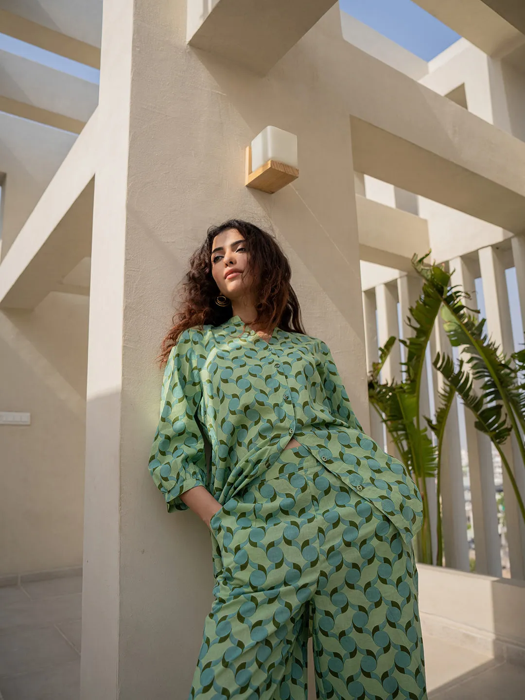 Pale Green Back Pleated Lounge Wear