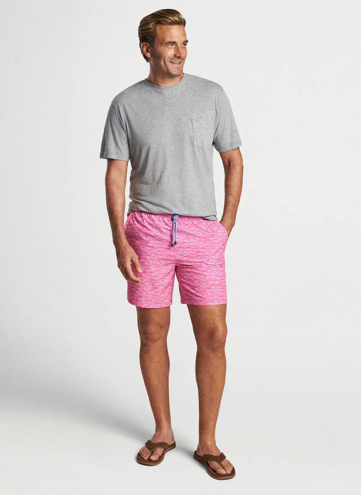 Peter Millar School of Fish Swim Trunk - RUBY PINK