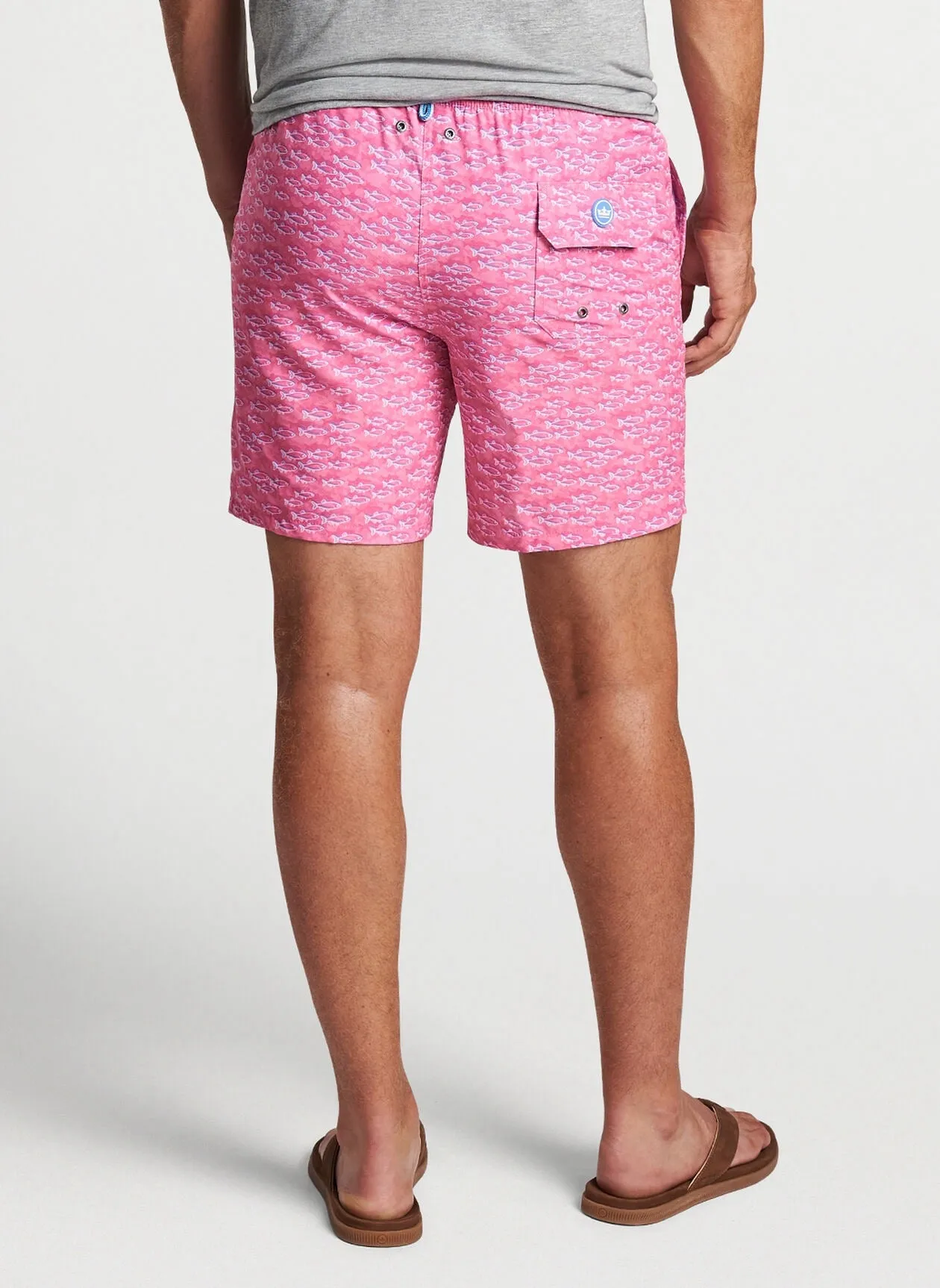 Peter Millar School of Fish Swim Trunk - RUBY PINK