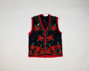 Poinsettia Overflow-Small Christmas Sweater