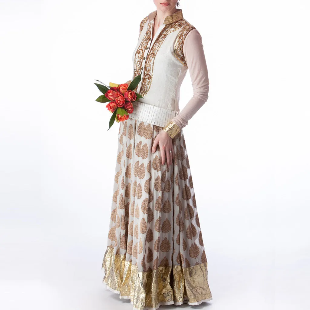 Rajkumari Cream Silk and Banarsi Bridal Dress