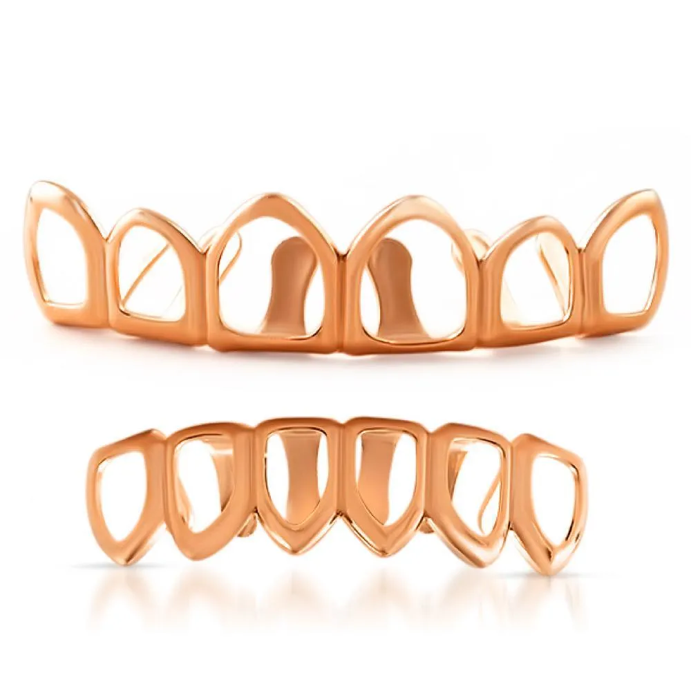 Rose Gold Grillz 6 Teeth Outline Set