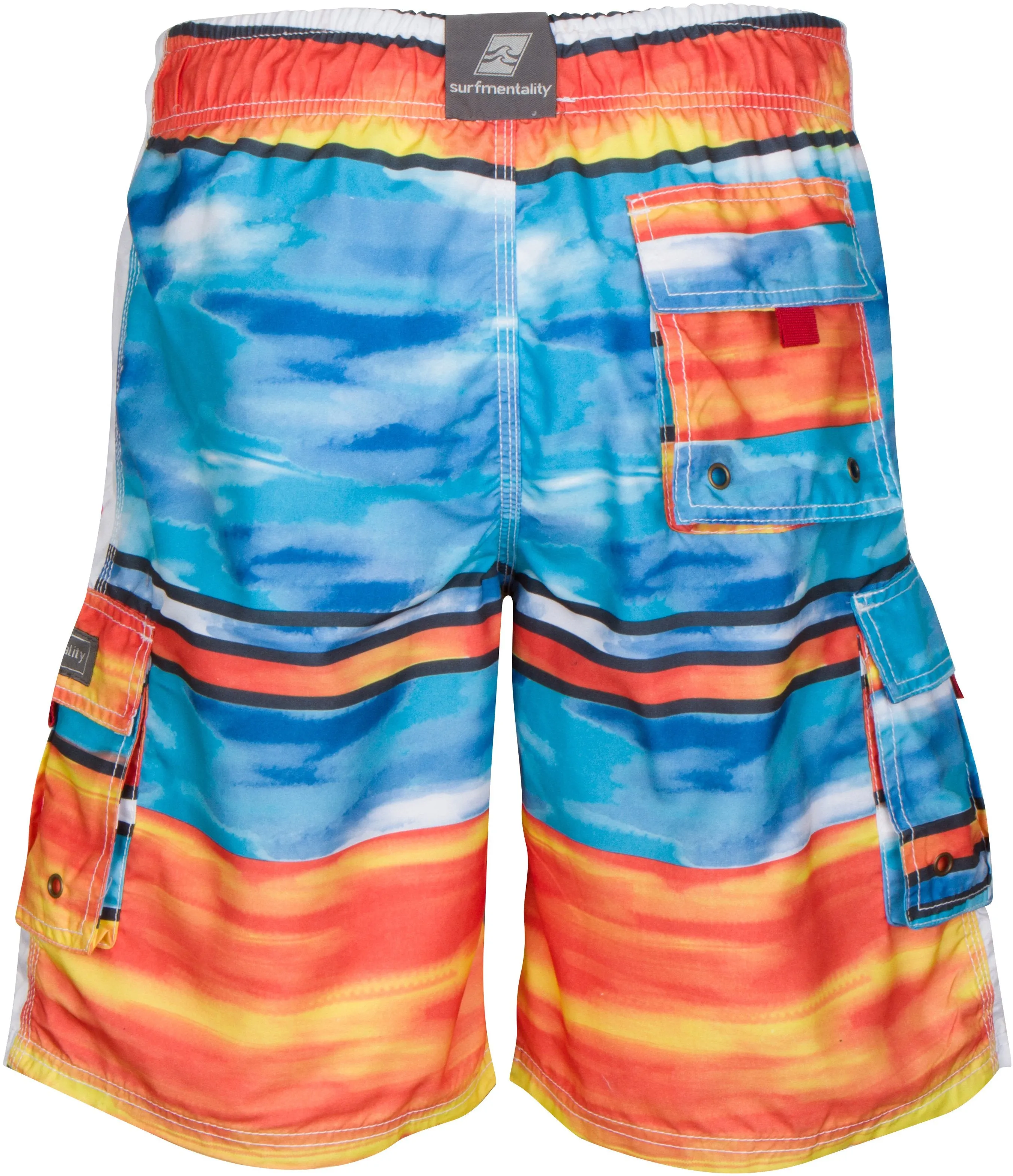 Sakkas Dominic Striped Watercolor Washed Skate Surf Board Short / Swim Trunk