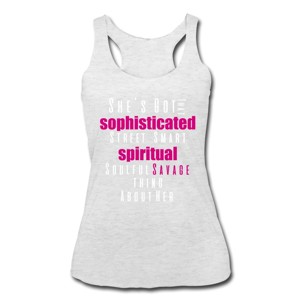 Sophisticated Savage Women’s Tri-Blend Tank Top