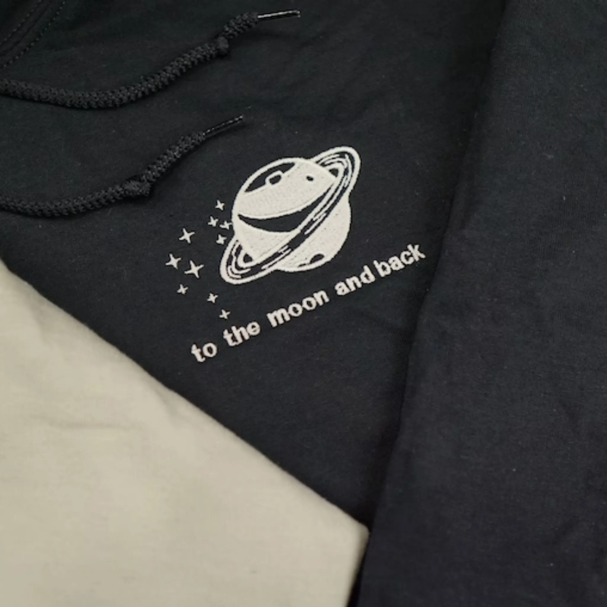 Space And Moon Hoodie or Sweatshirt with Embroidered, Unique Gift For Newly Married Couple