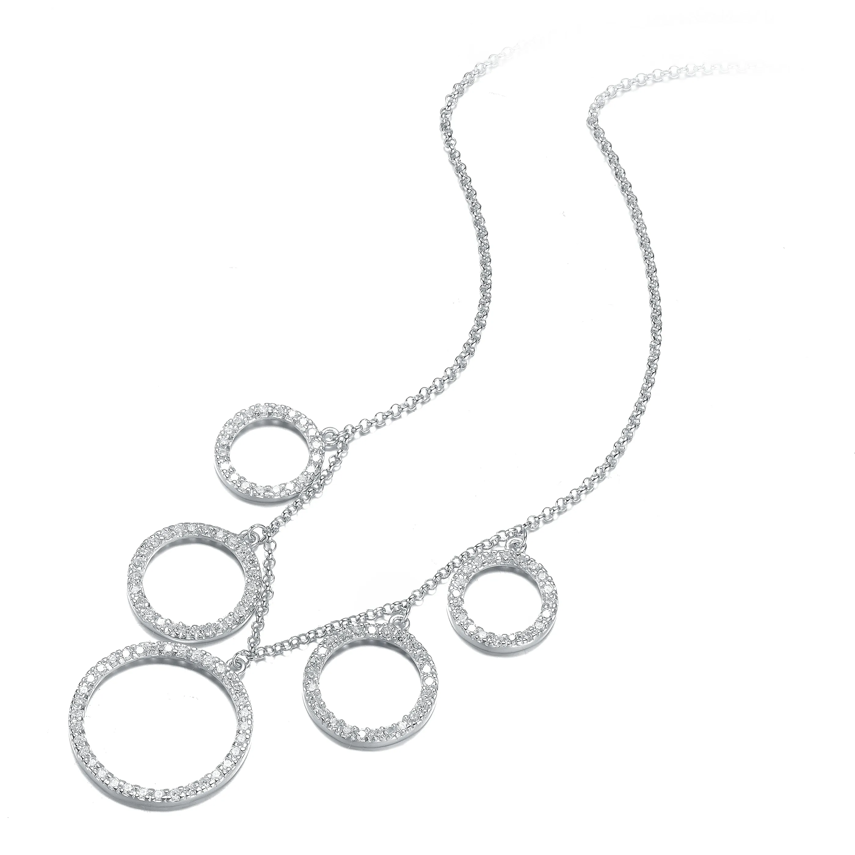 Sterling Silver Cubic Zirconia Rhodium Plated Necklace