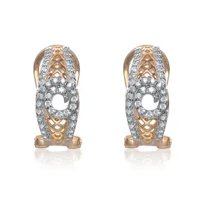 Sterling Silver Gold Plated Cubic Zirconia Peep-hole Earrings