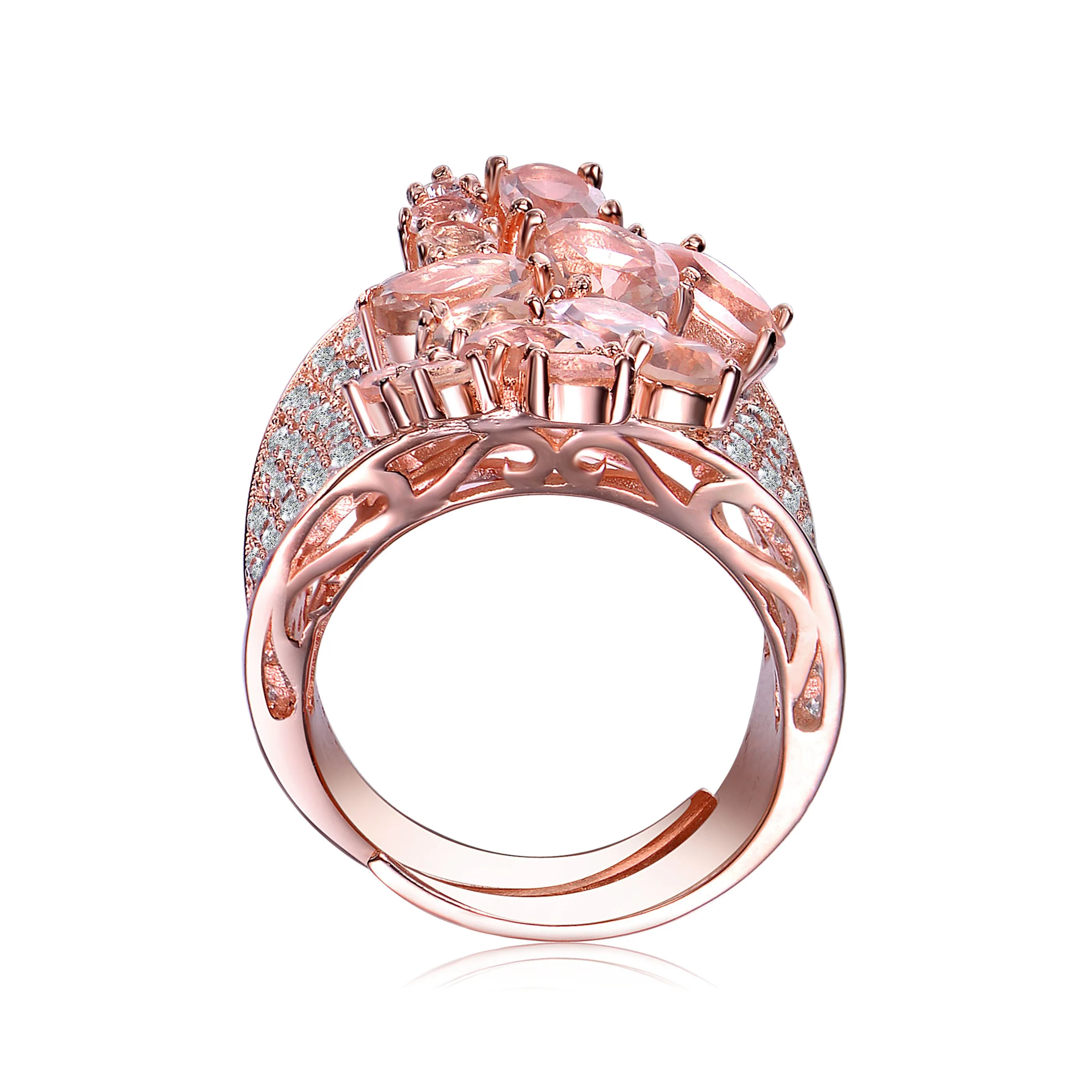 Sterling Silver Morganite Cubic Zirconia Accent Ring