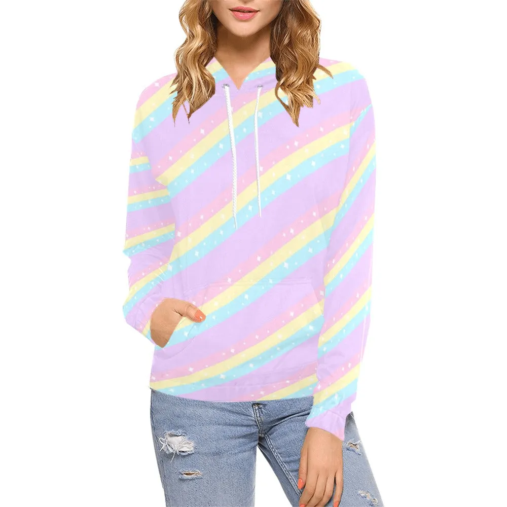 Teatime Fantasy Purple Rainbow Women's All Over Print Hoodie