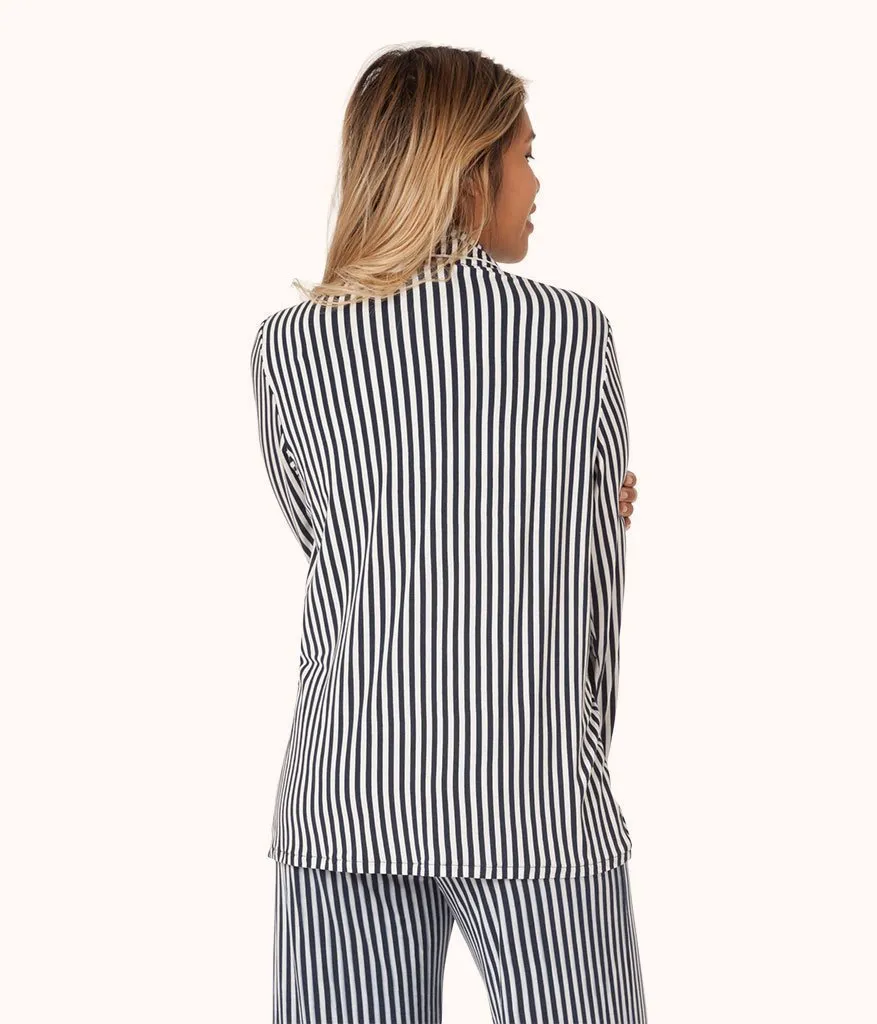 The All-Day Lounge Shirt - Print: Mini Stripe Print