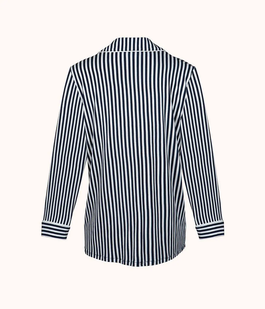 The All-Day Lounge Shirt - Print: Mini Stripe Print