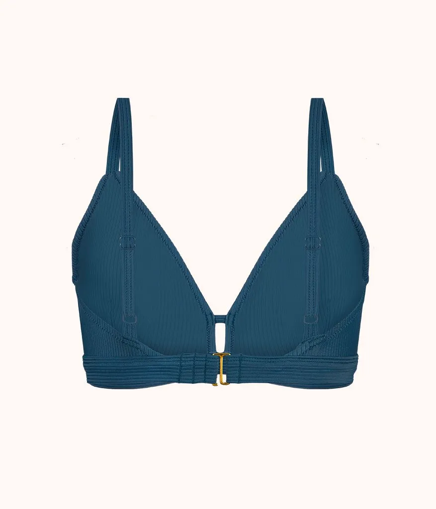 The Ribbed Busty Swim Bralette: Teal Bay