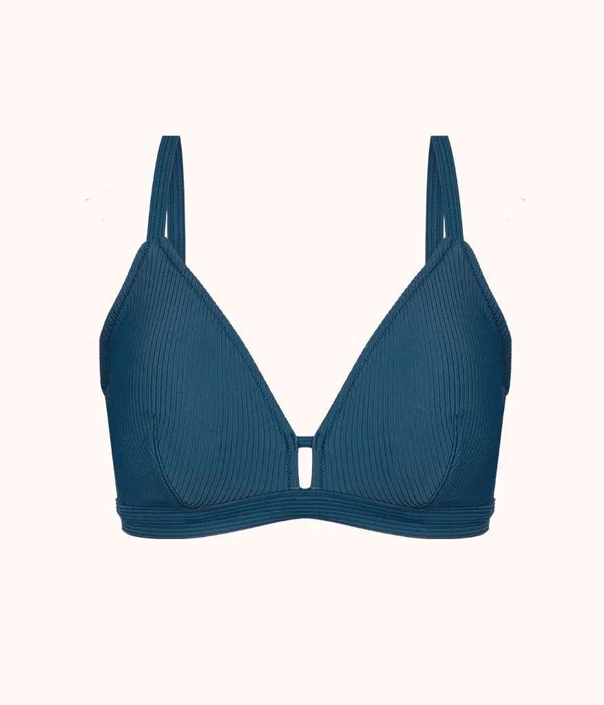 The Ribbed Busty Swim Bralette: Teal Bay