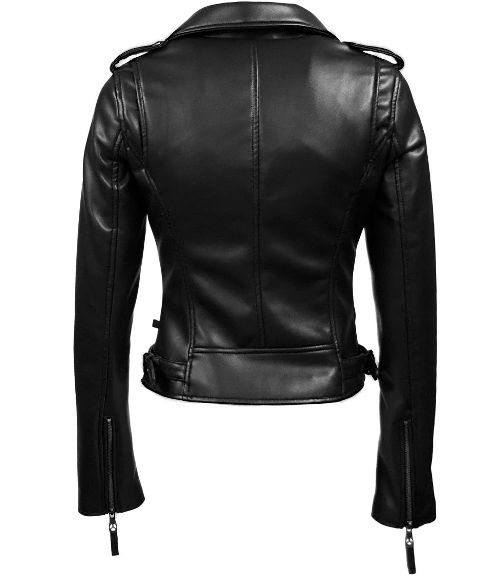 TOP GUN® WOMEN'S VEGAN LEATHER MOTORCYCLE JACKET