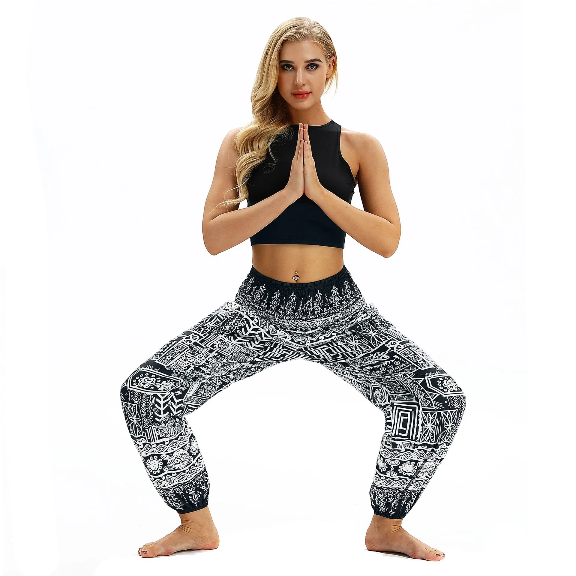 Totem print Women's Casual Light Lantern Dance Pants Popular In Autumn Yoga Loose Pants